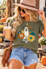 Floral Retro Ghost Tee on model