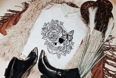 Floral Skull Tee - SKC Boutique