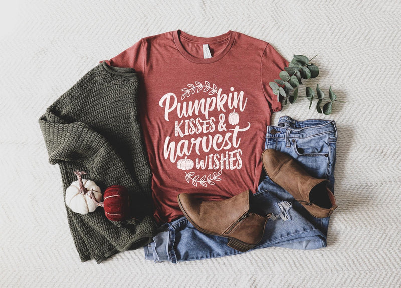 Pumpkin Kisses & Harvest Wishes Tee - Fall Tee - SKC Boutique
